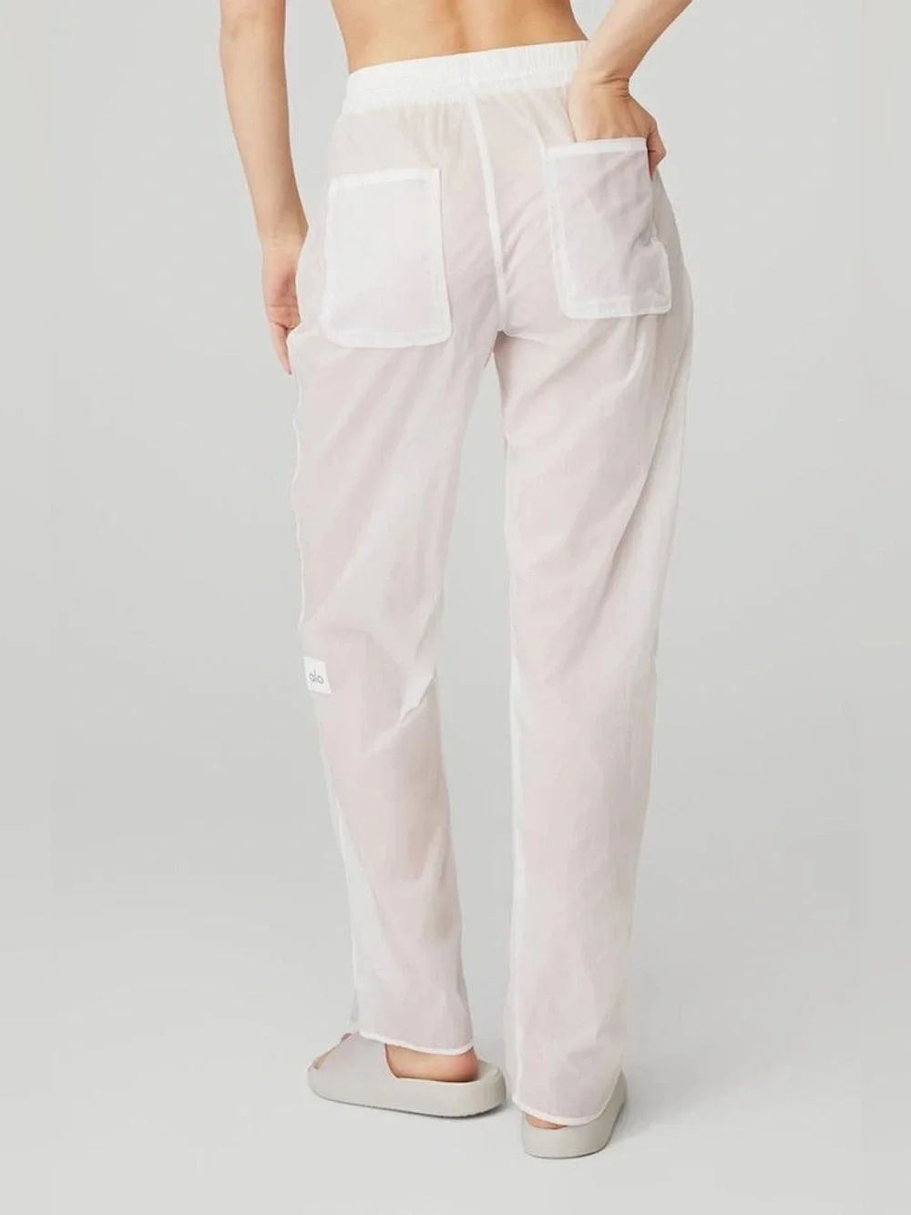 ALO Yoga Cloud Nine Sheer White Relaxed Drawstring Pants NWOT